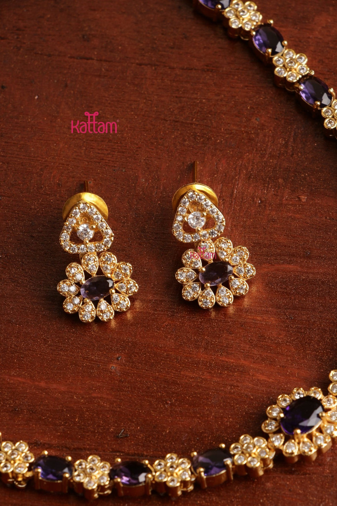 Mini Flower Stone Choker - Purple - N5365