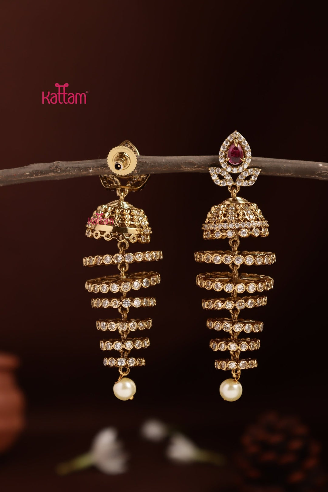 Mira - Spiral Ruby Jhumka - E1342