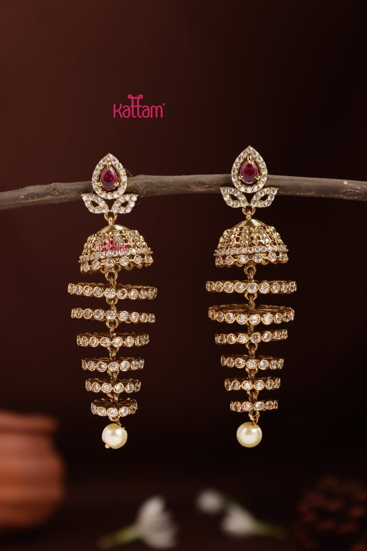 Mira - Spiral Ruby Jhumka - E1342