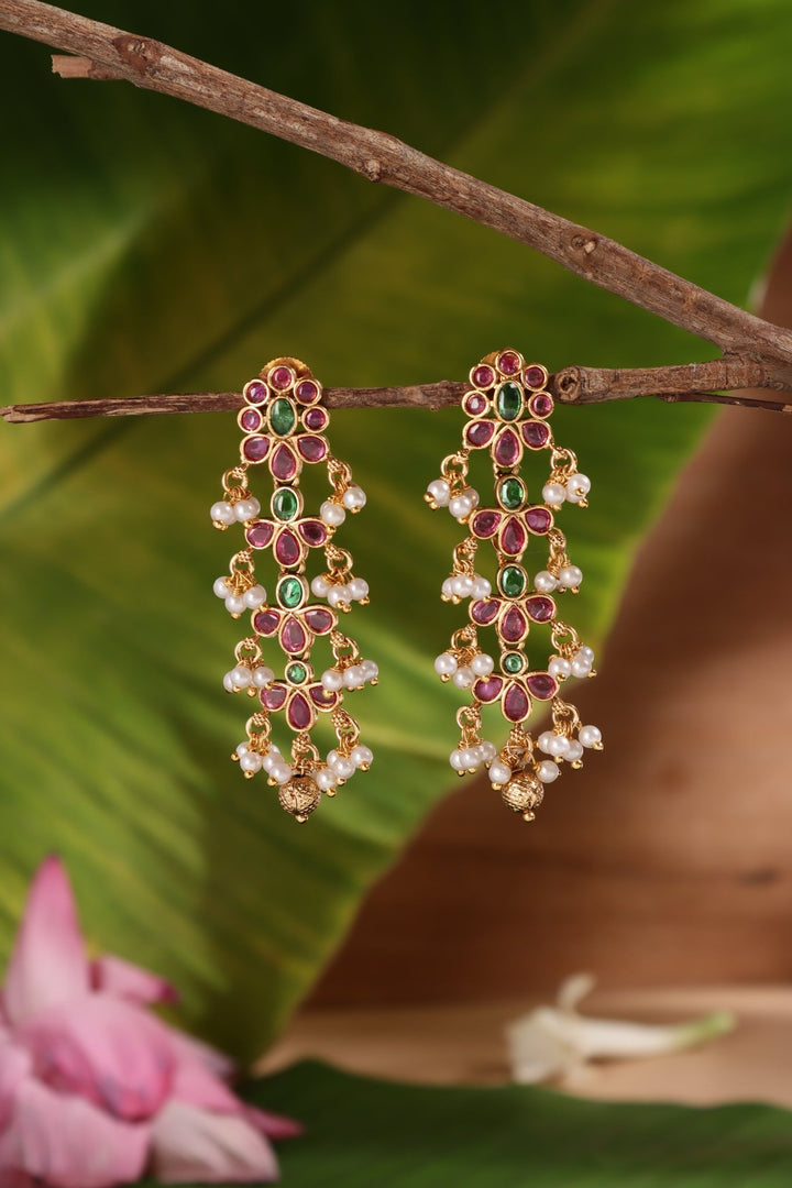 Motif Pearls Layered Earring - E1489