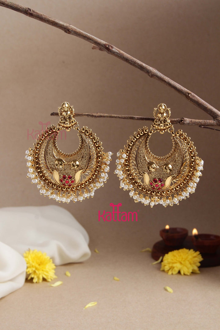 Mouna - Goddess Chandbali Statement Earring - E825