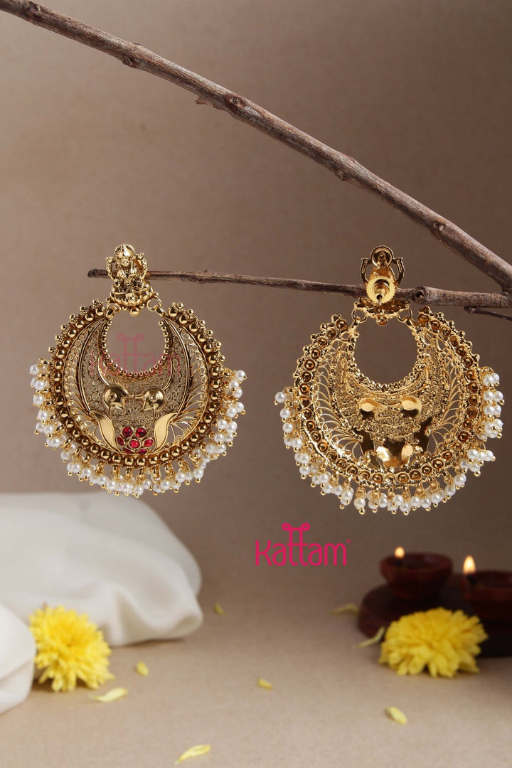 Mouna - Goddess Chandbali Statement Earring - E825