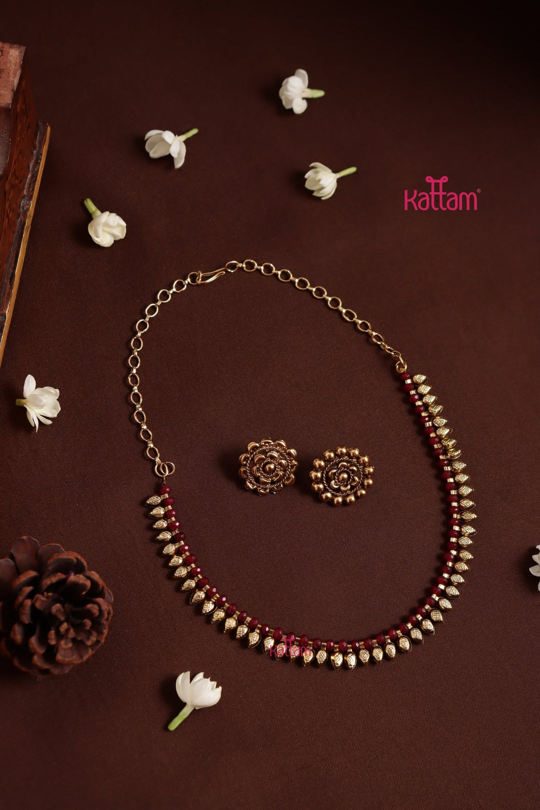 Mullai - Ruby Choker - N3988