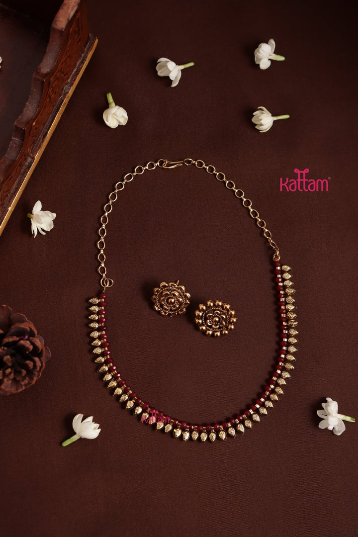 Mullai - Ruby Choker - N3988