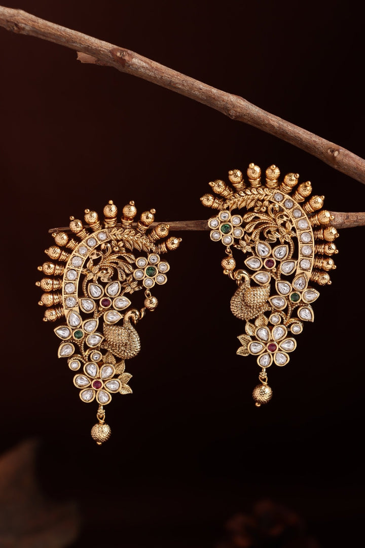 Multi Floral Peacock Earcuff - E1103