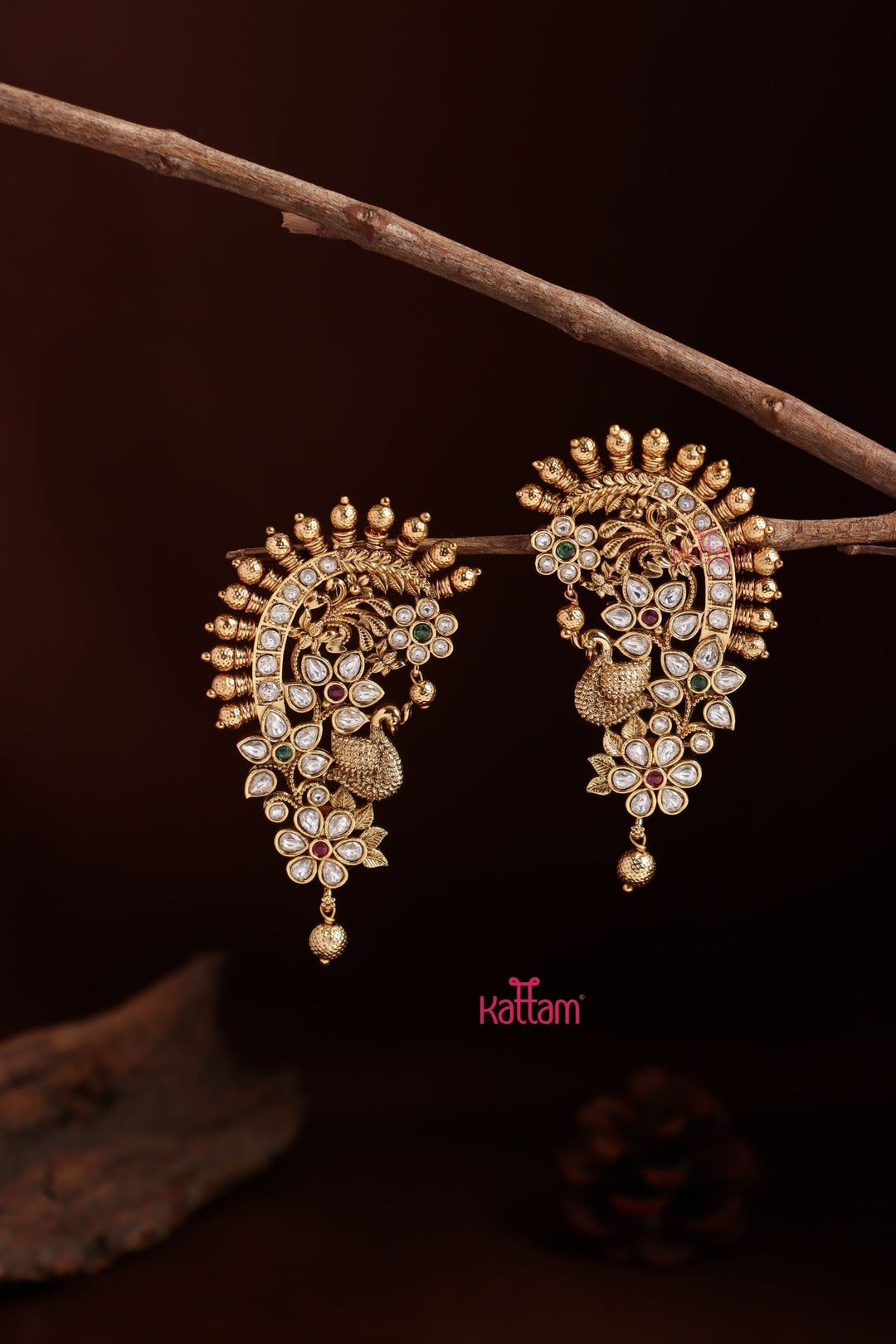 Multi Floral Peacock Earcuff - E1103