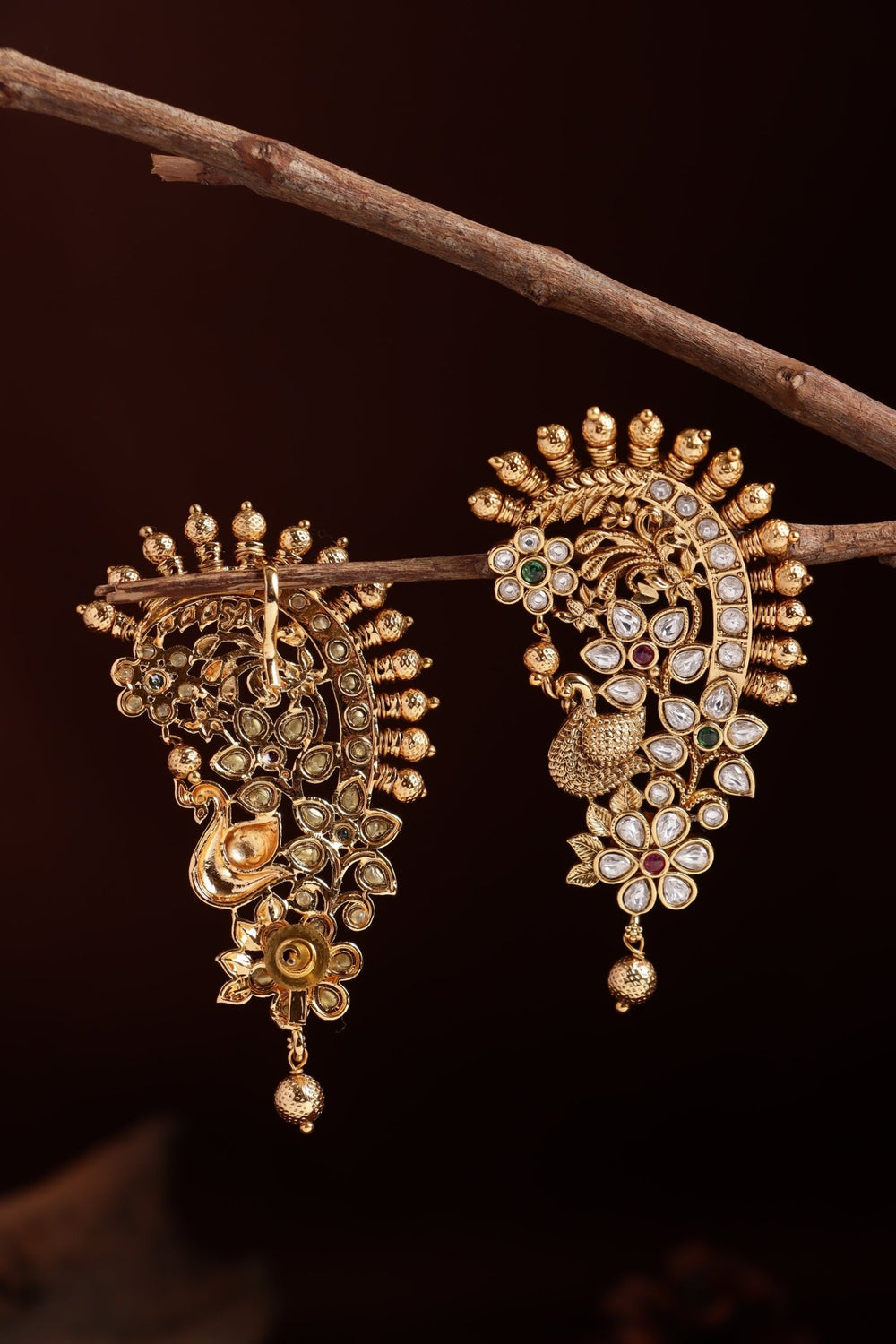 Multi Floral Peacock Earcuff - E1103