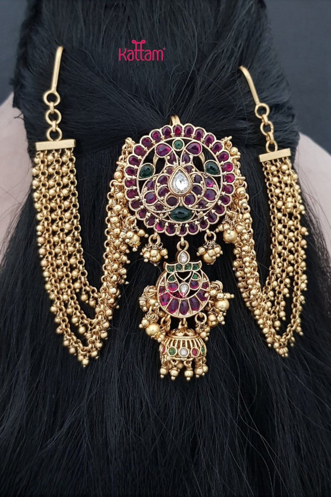 Multi Peacock Halfmoon Bun Billai - Design 58 - JB200