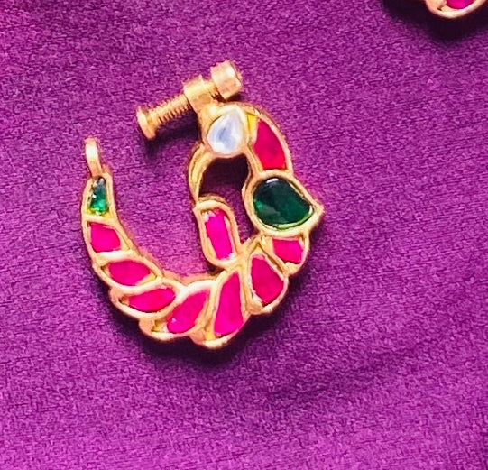 Kundan Peacock Nosering Nath
