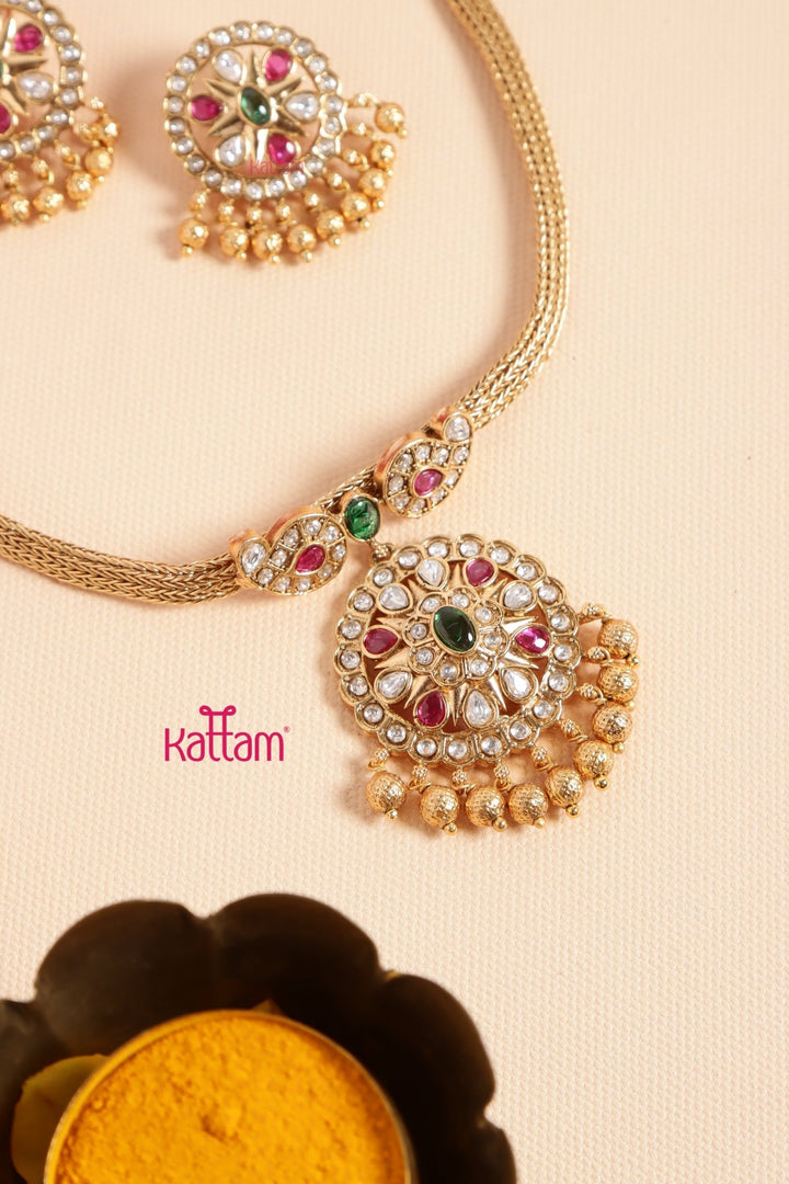 Multistone Chakra Attigai Choker - N3426
