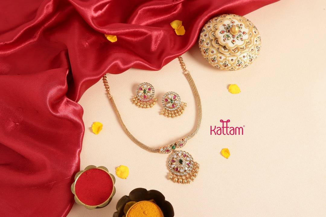 Multistone Chakra Attigai Choker - N3426