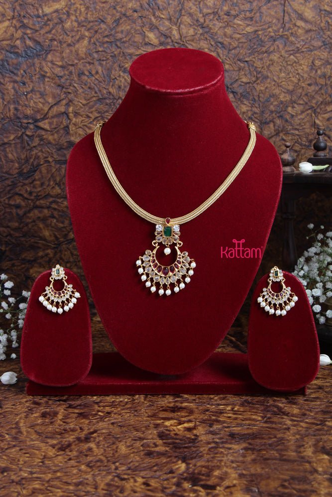 Multistone Chandbali Short Necklace - N1885