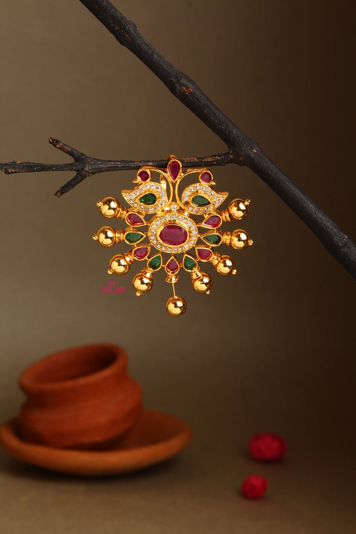 Multistone Gold Balls Pendant ( No Earring) - P006
