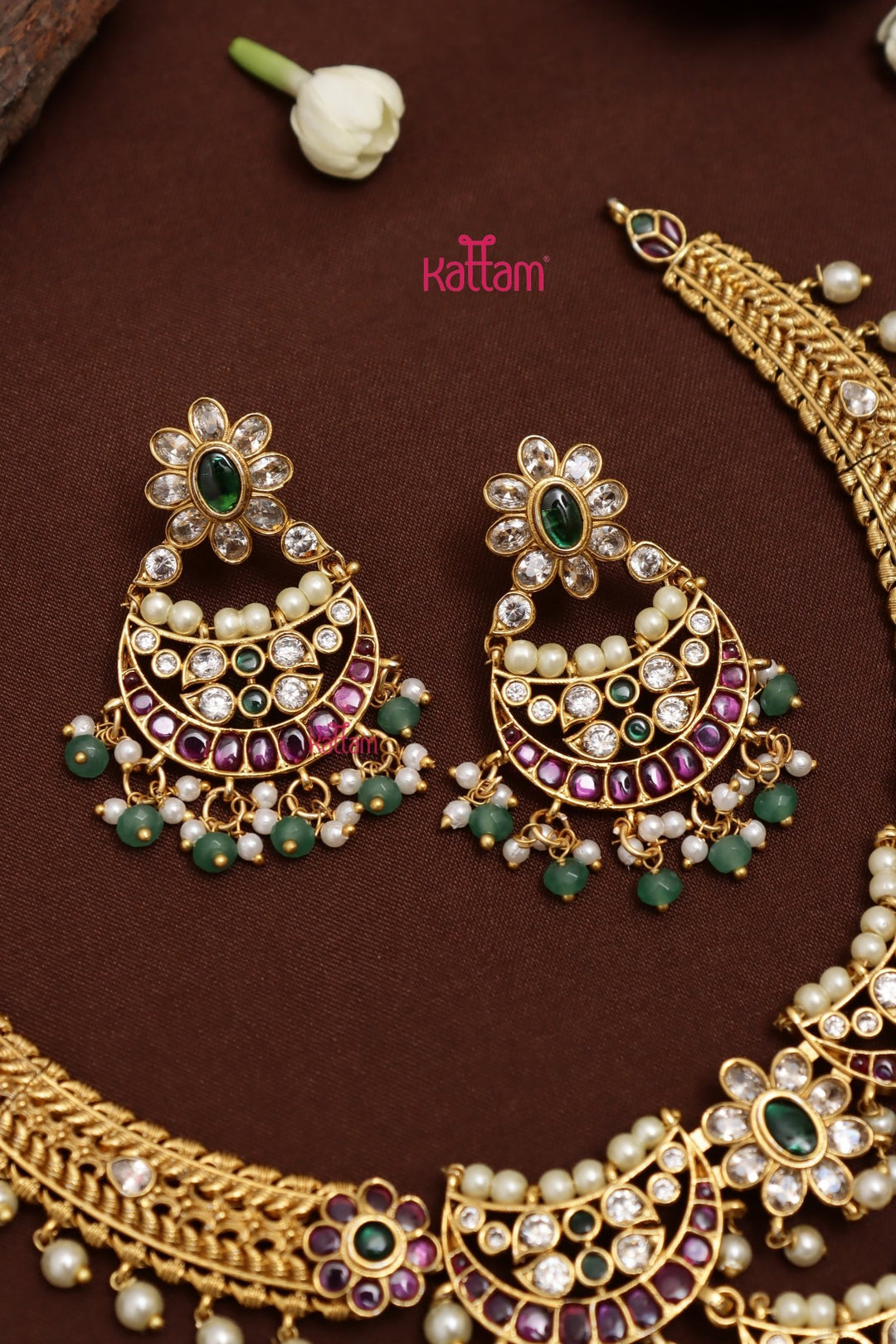 Multistone Halfmoon Hasli Choker - N4021