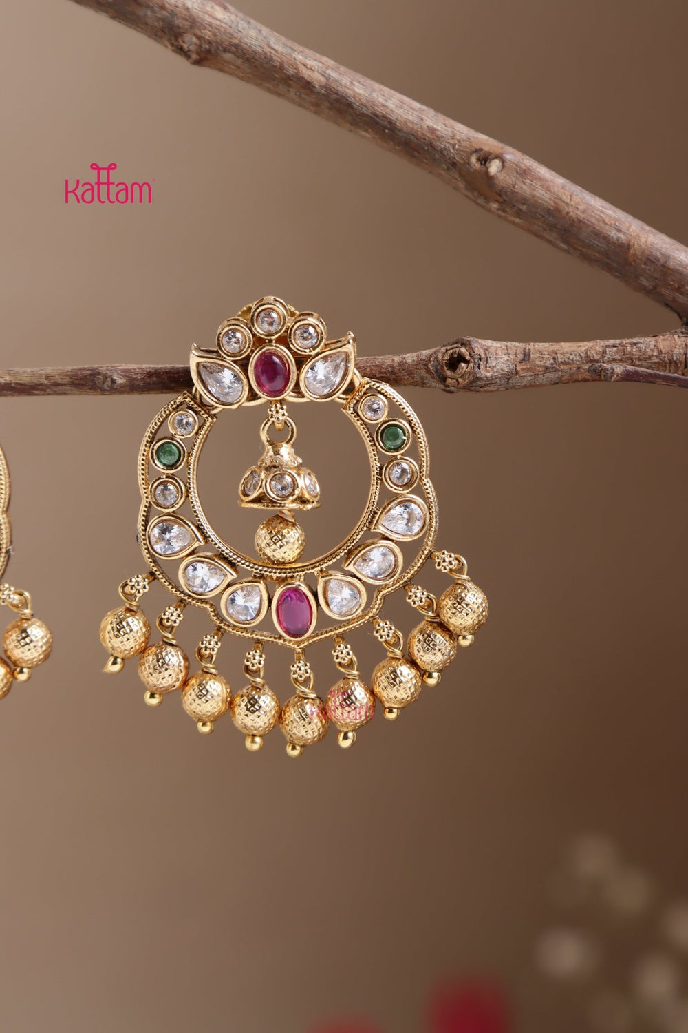 Multistone Jhumka Drop Earring - E1047