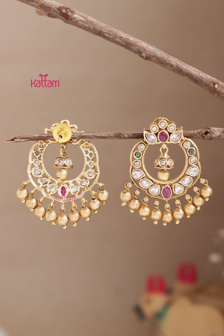 Multistone Jhumka Drop Earring - E1047