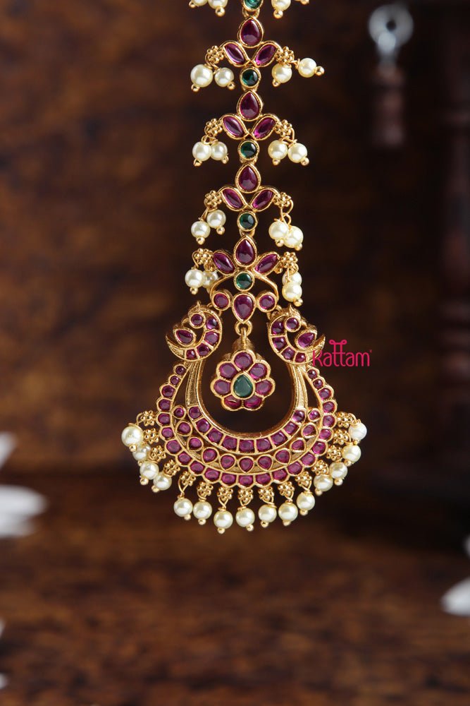 Multistone Kemp Chanbali Maang Tikka - MT055