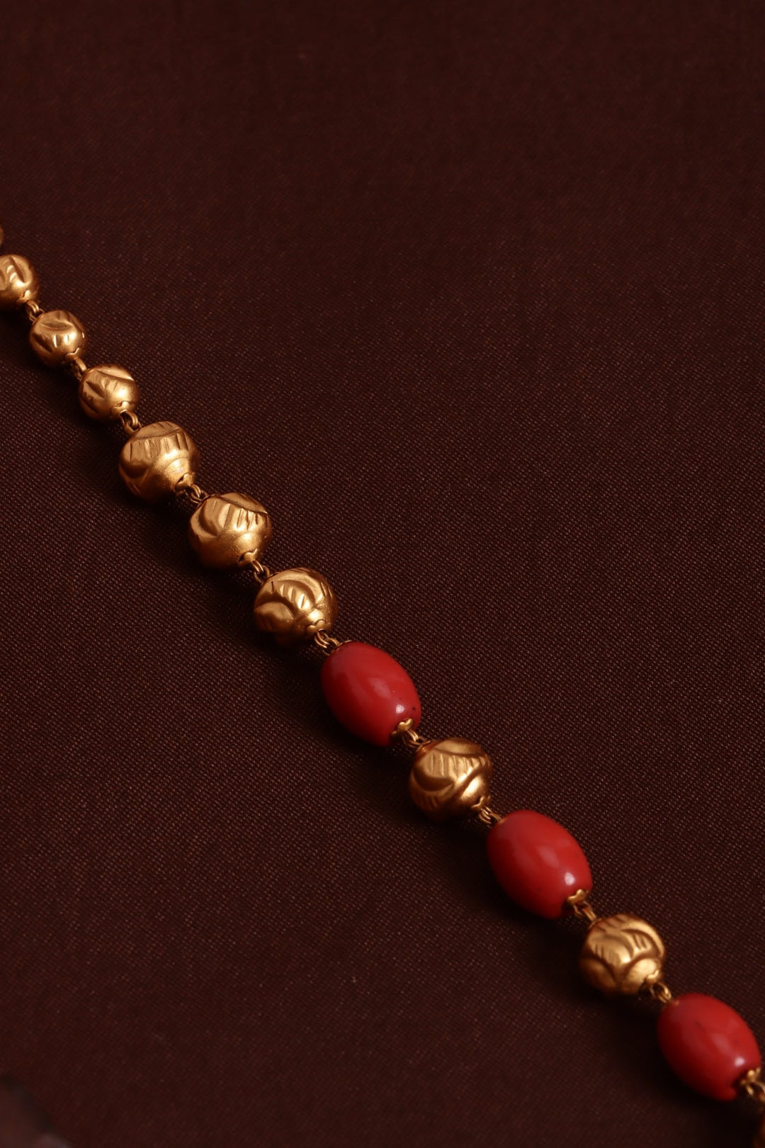 Multistone Mayil Ball Coral Chain ( No Earrings ) - N4117