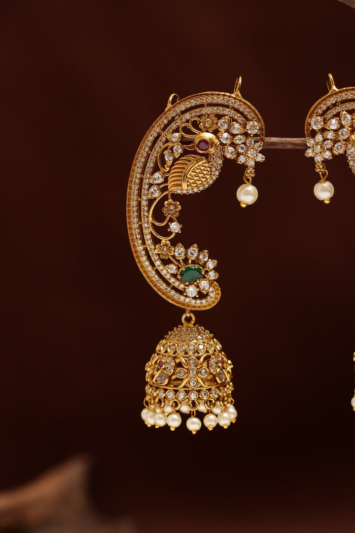 Multistone Parrot Pearl Earcuff - E1215