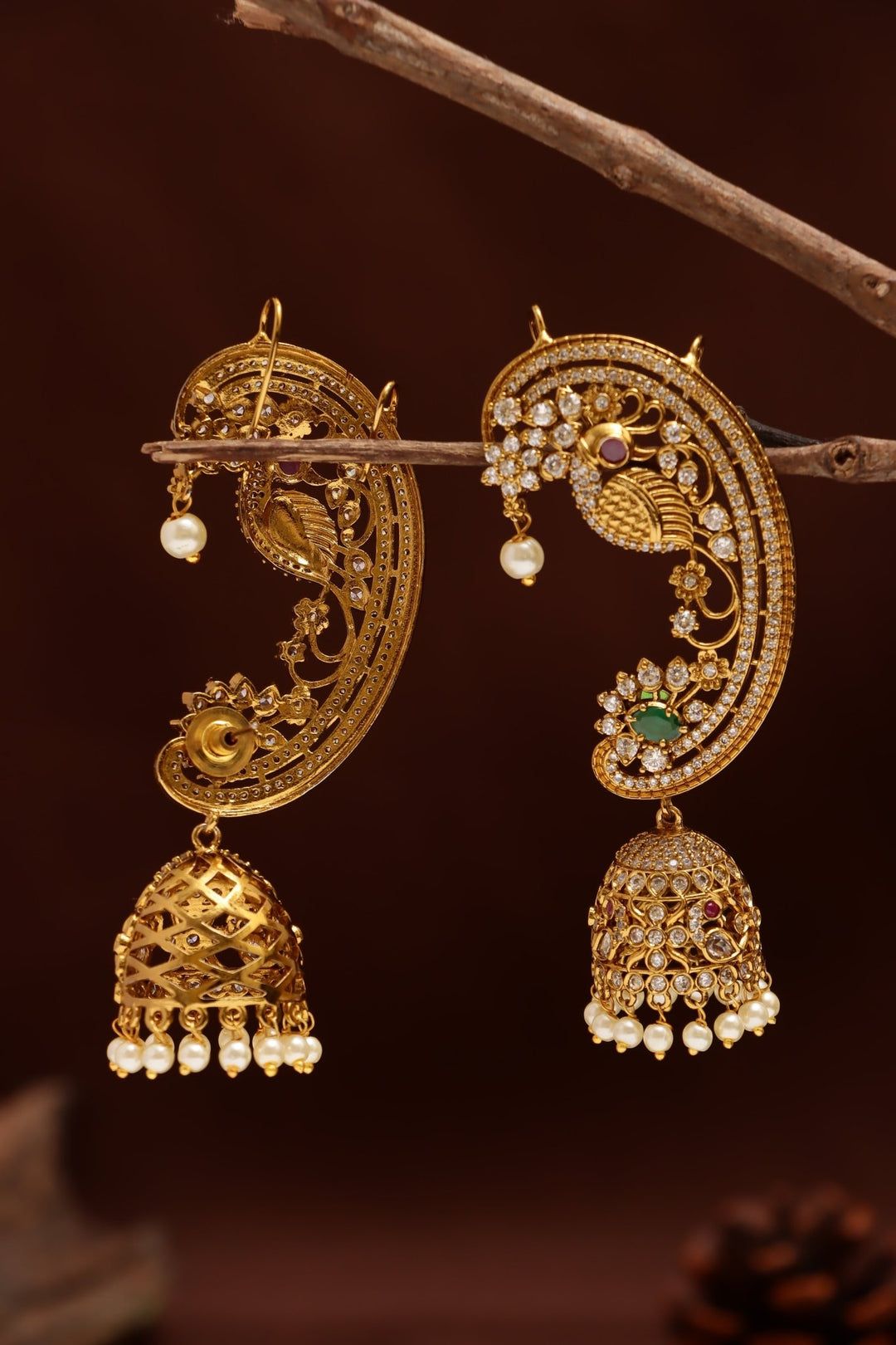 Multistone Parrot Pearl Earcuff - E1215
