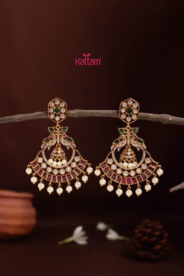 Multistone Peacock Bridal Earring - E1361