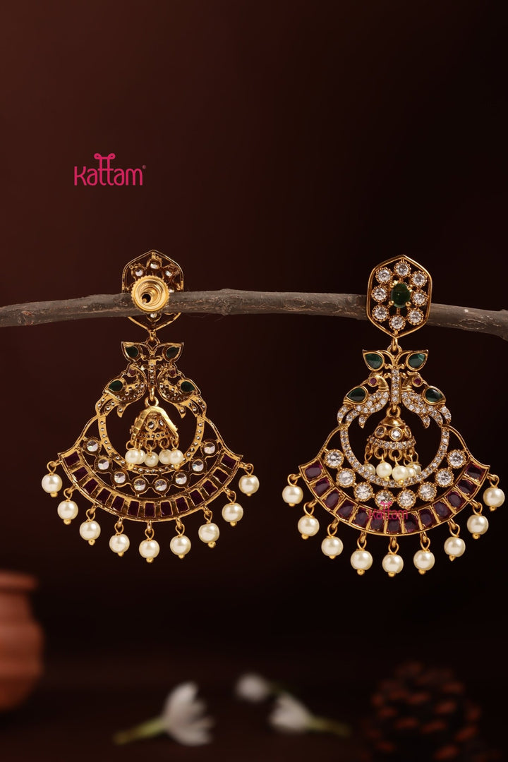 Multistone Peacock Bridal Earring - E1361