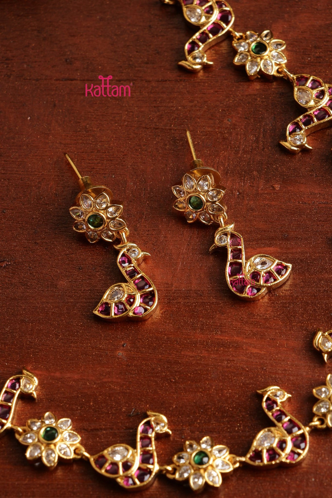 Multistone Peacock Floral Choker - N3846