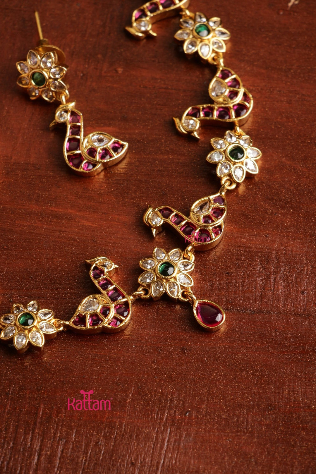 Multistone Peacock Floral Choker - N3846