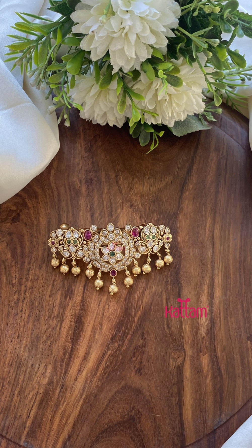 Multistone Peacock Goldball Hair Clip - HC132