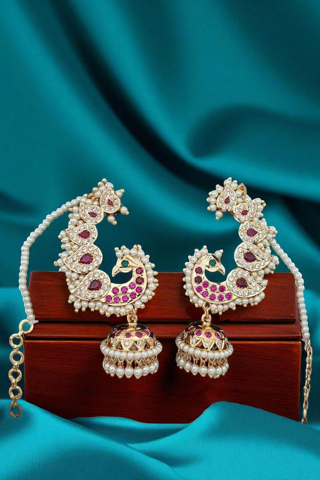 Multistone Pearl Mattal Jhumka - E1187