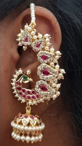 Multistone Pearl Mattal Jhumka - E1187
