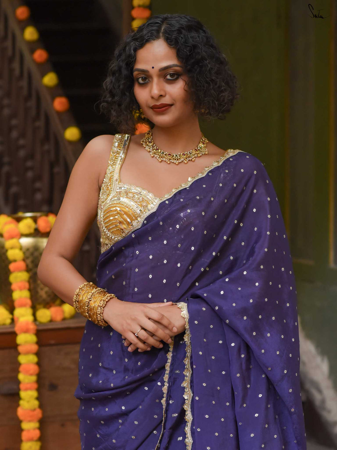 Multistone Pearls Drop Choker - N3820