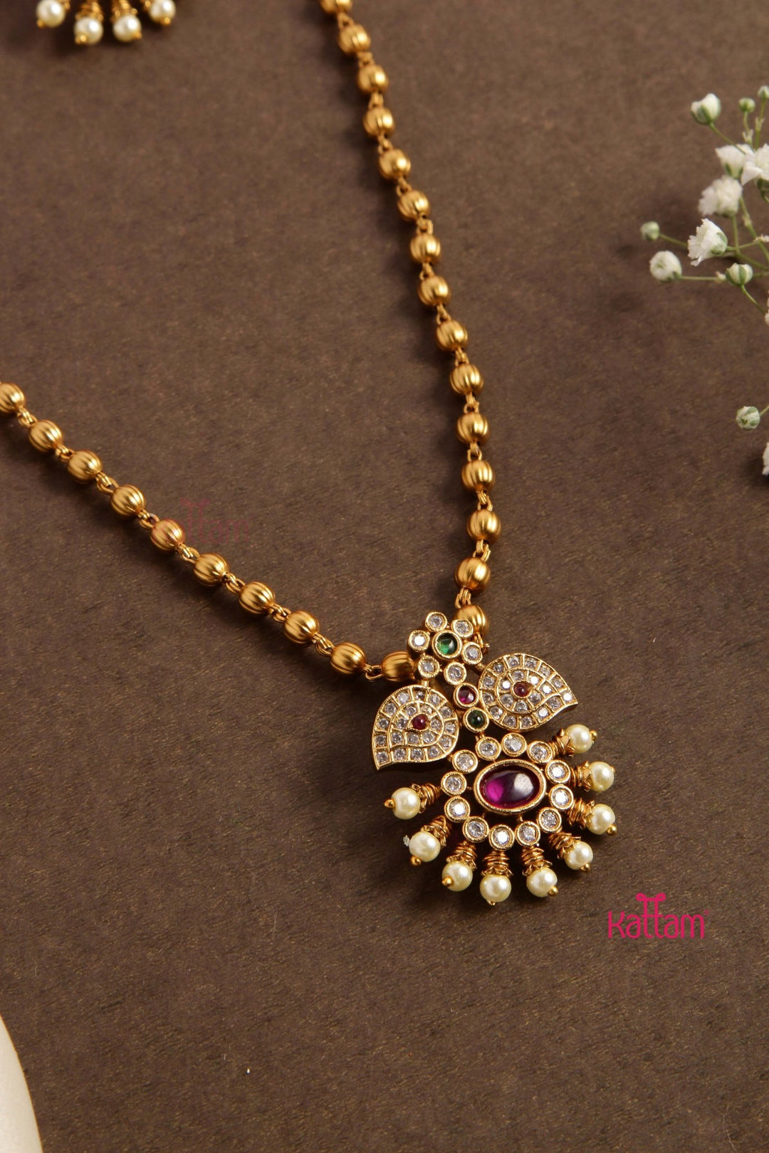 Multistone Pendant Goldtone Chain - N2755