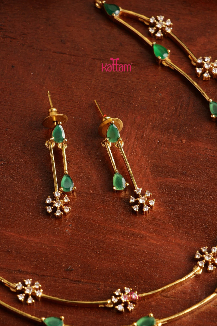 Nakshatra Two Line Green Choker - N5358
