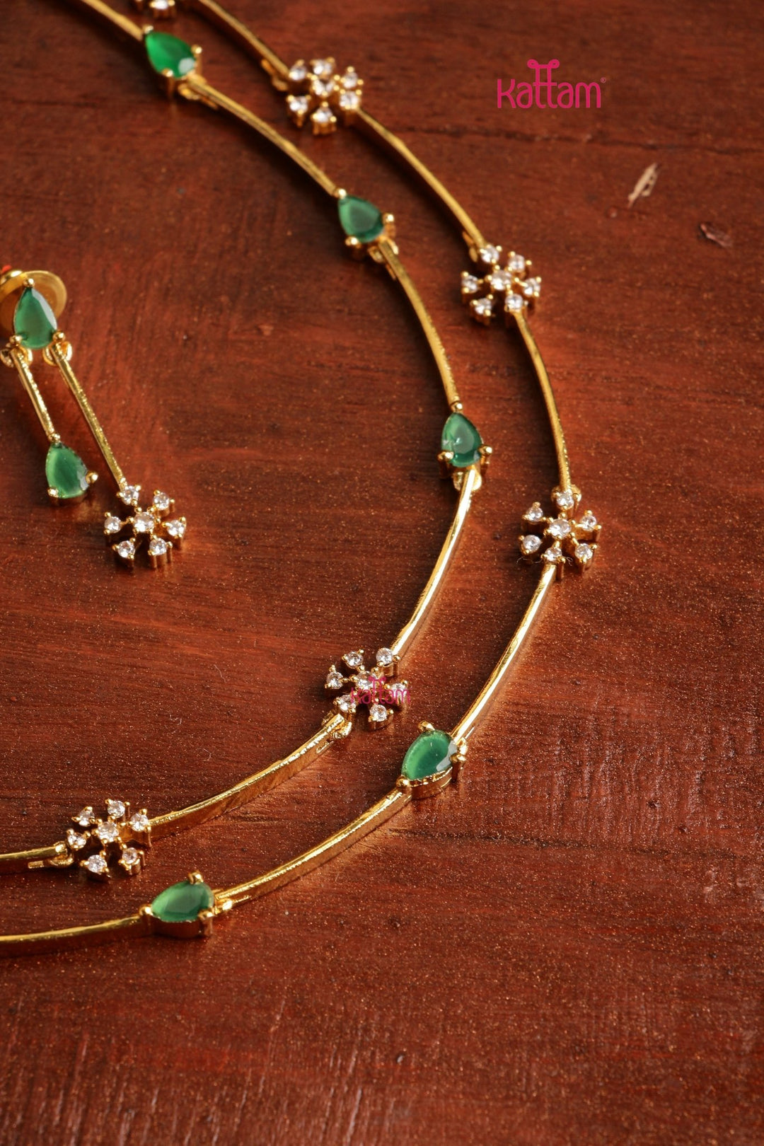 Nakshatra Two Line Green Choker - N5358