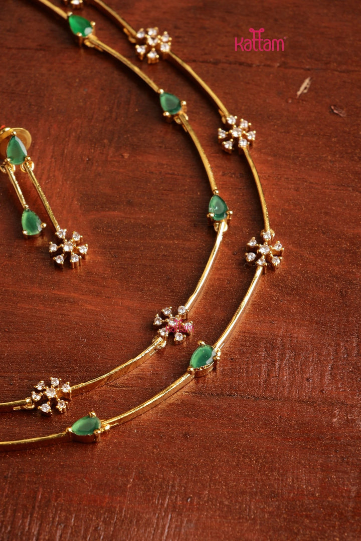 Nakshatra Two Line Green Choker - N5358