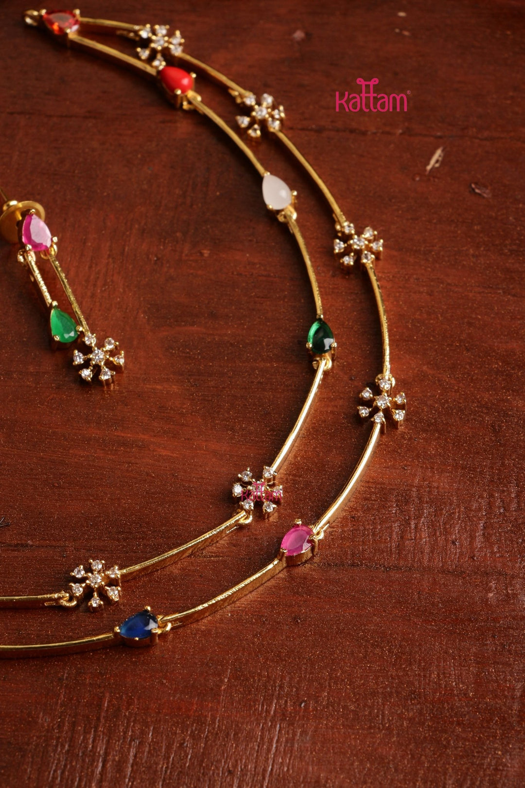 Nakshatra Two Line Multistone Choker - N5360