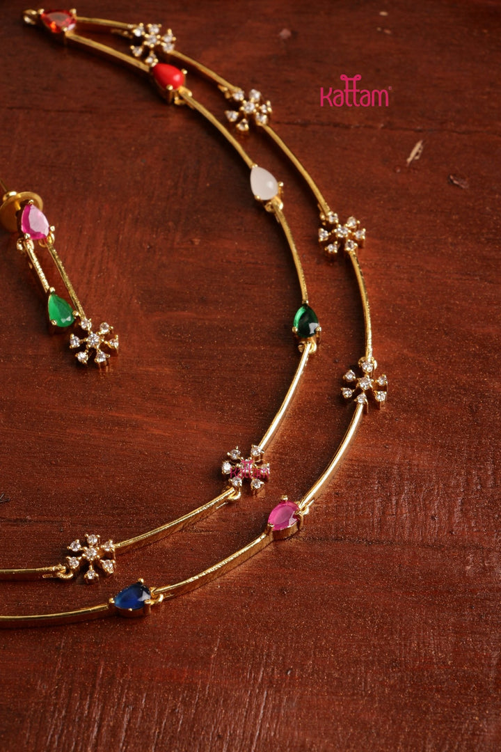 Nakshatra Two Line Multistone Choker - N5360