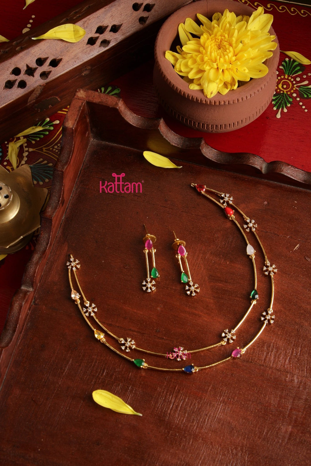 Nakshatra Two Line Multistone Choker - N5360