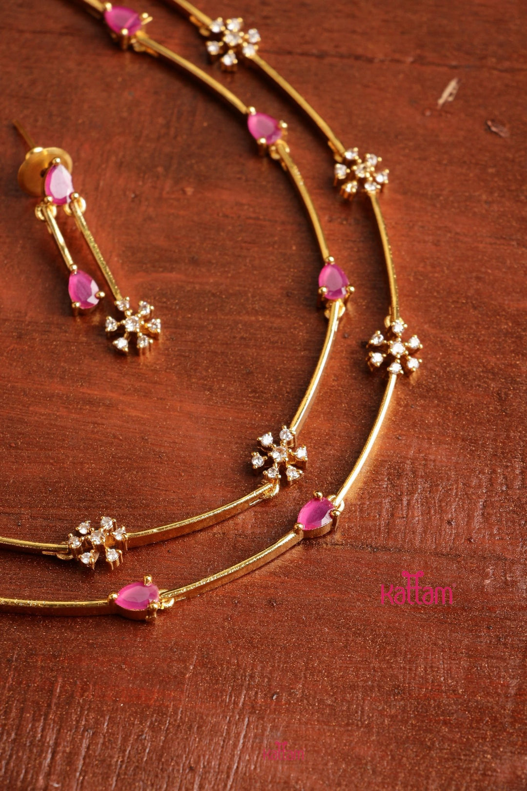 Nakshatra Two Line Ruby Choker - N5357
