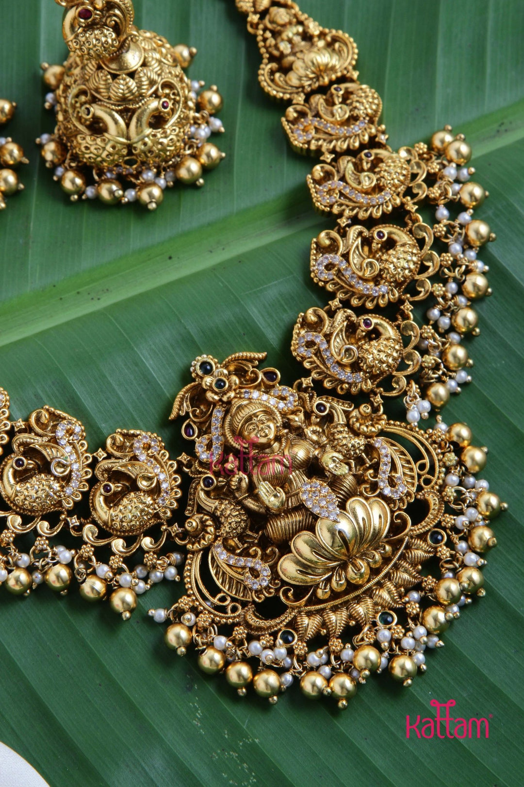 Nakshi - Antique Gold Goddess Pearl Necklace - N2709