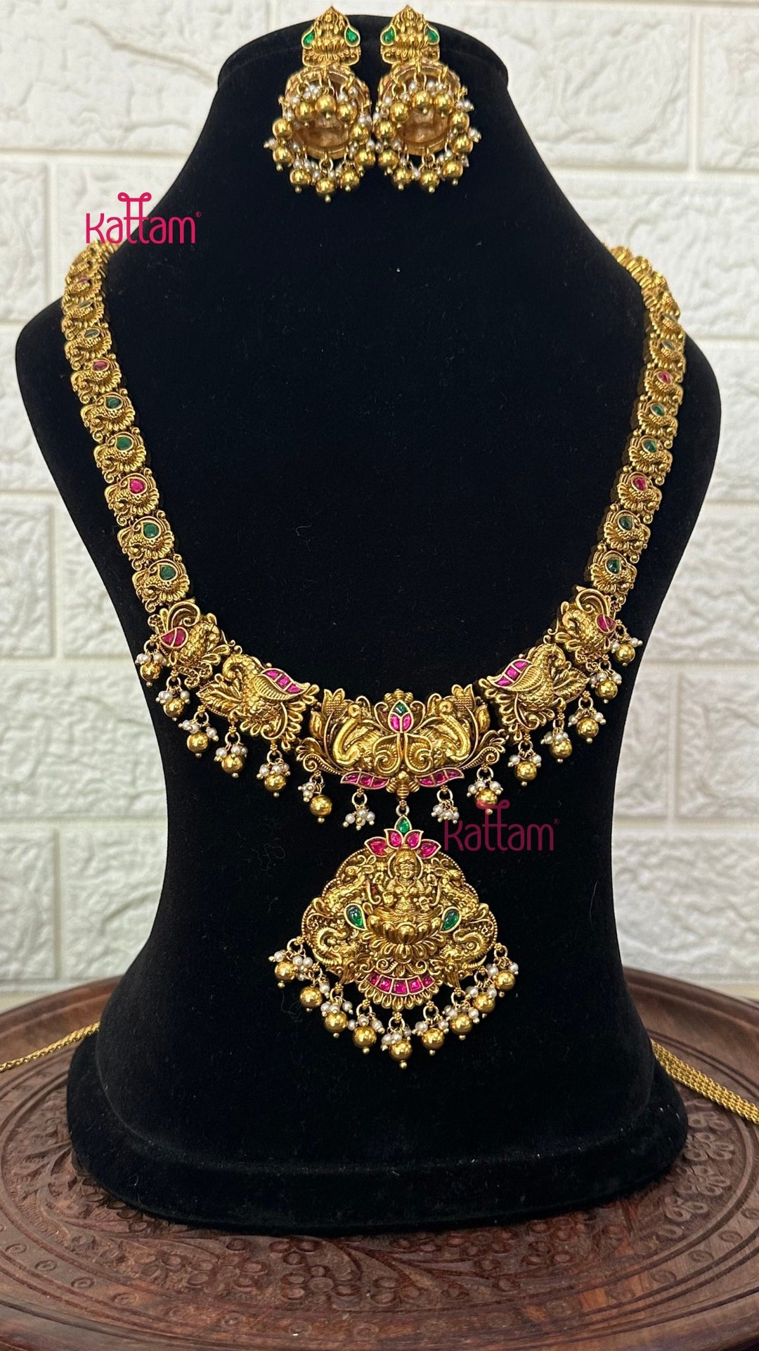 Nakshi Antique Gold Semi Bridal Set - Design 1 ( Short &amp; Long Sold Separately) - N2947