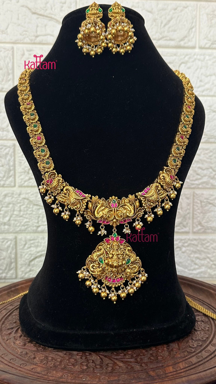 Nakshi Antique Gold Semi Bridal Set - Design 1 ( Short &amp; Long Sold Separately) - N2947