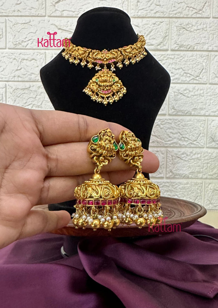 Nakshi Antique Gold Semi Bridal Set - Design 1 ( Short &amp; Long Sold Separately) - N2947