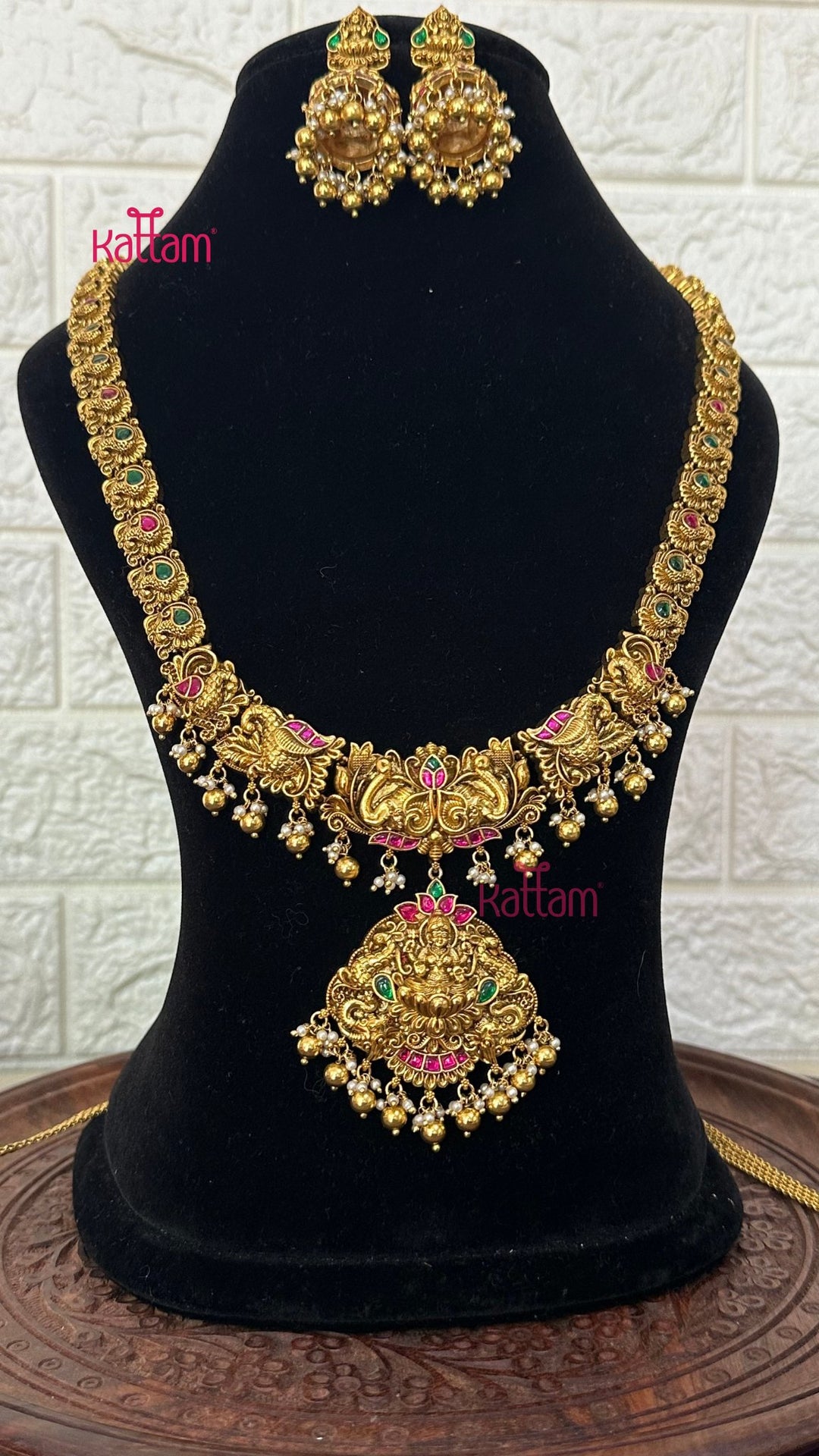 Nakshi Antique Gold Semi Bridal Set - Design 1 ( Short &amp; Long Sold Separately) - N2947