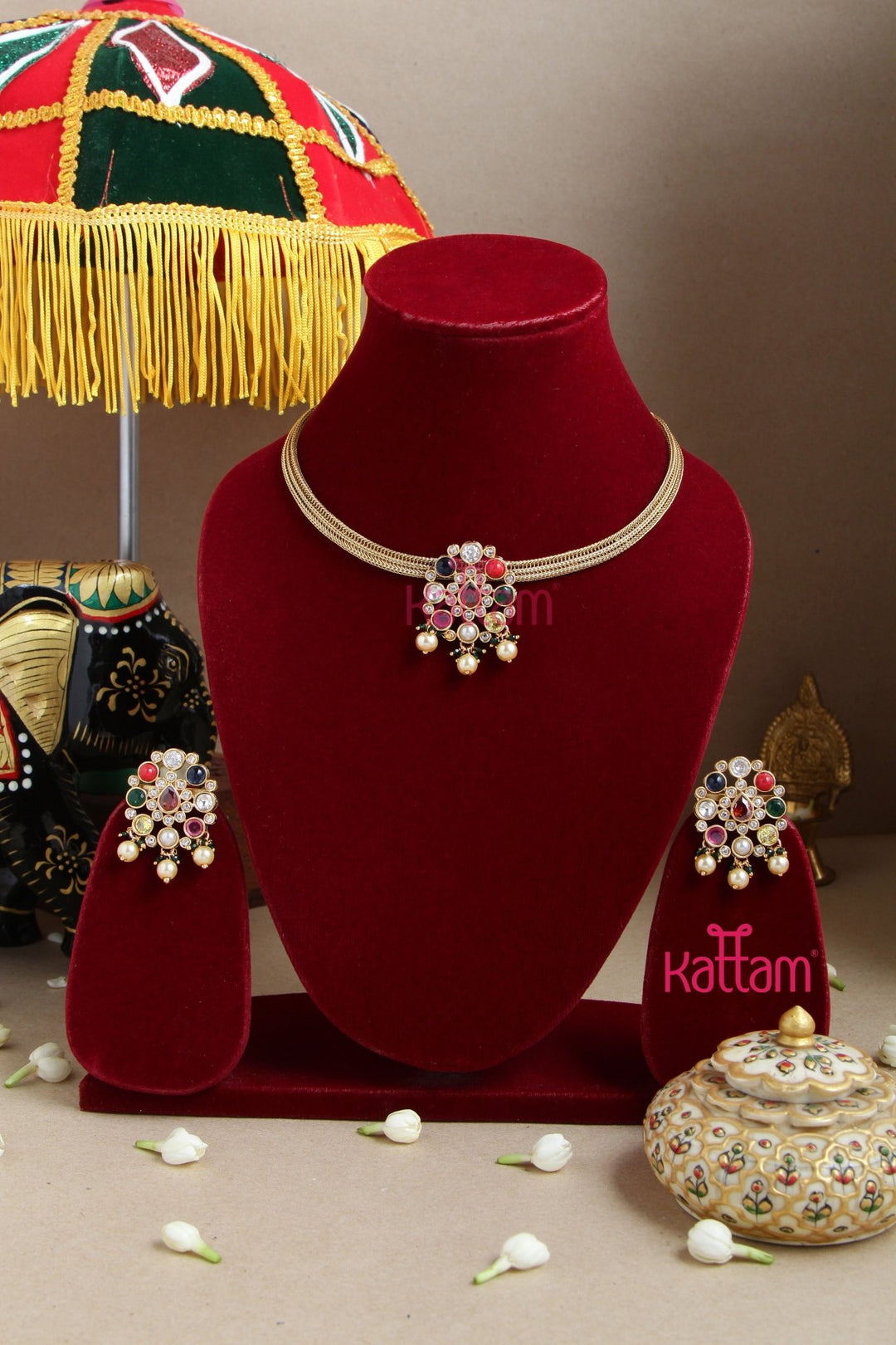 Navaratha Pendant Choker - Design 4 - N3040