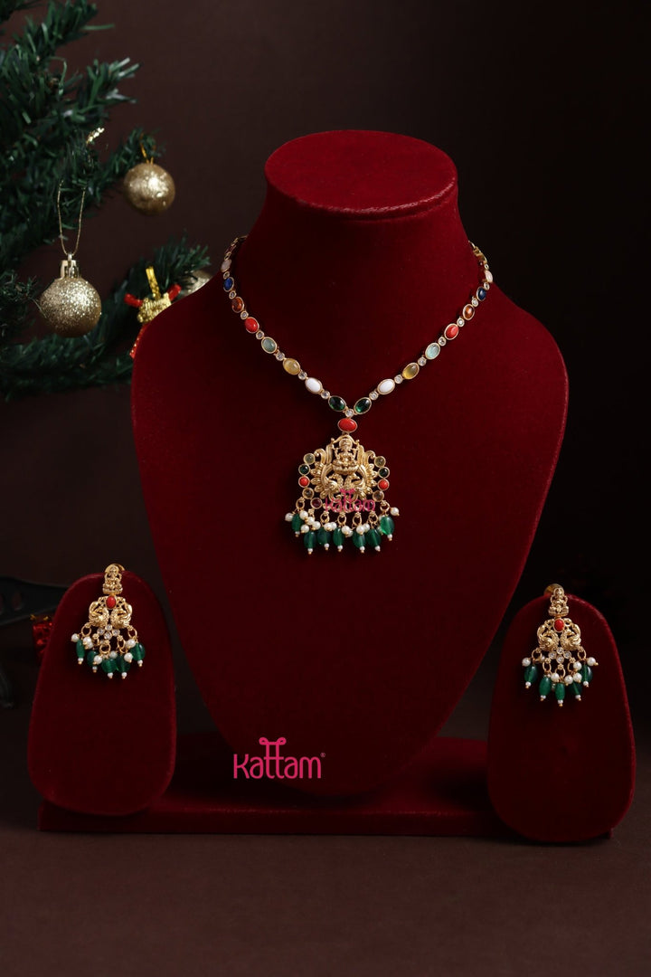 Navarathna Beaded Stone Necklace - N3869