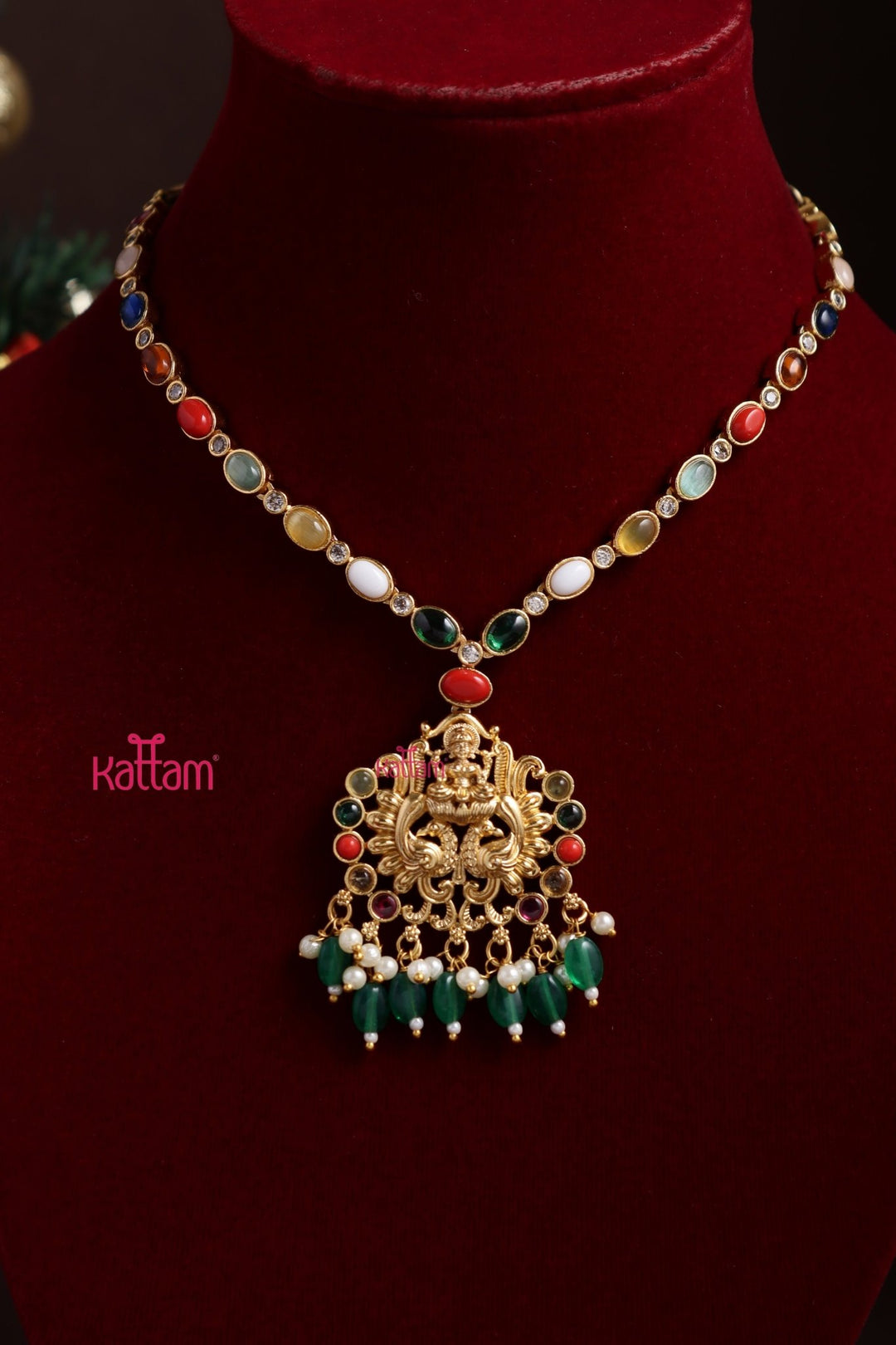 Navarathna Beaded Stone Necklace - N3869