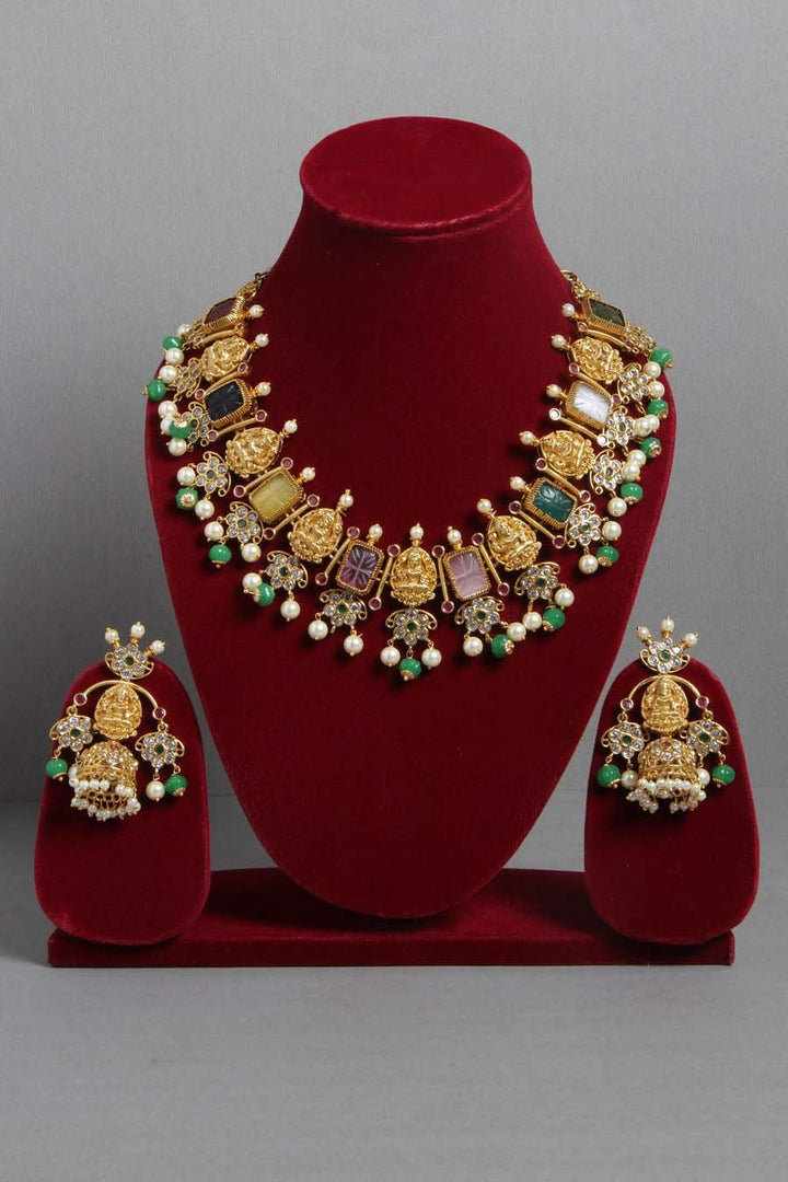 Navarathna Emerald Drop Bridal Choker - N1376