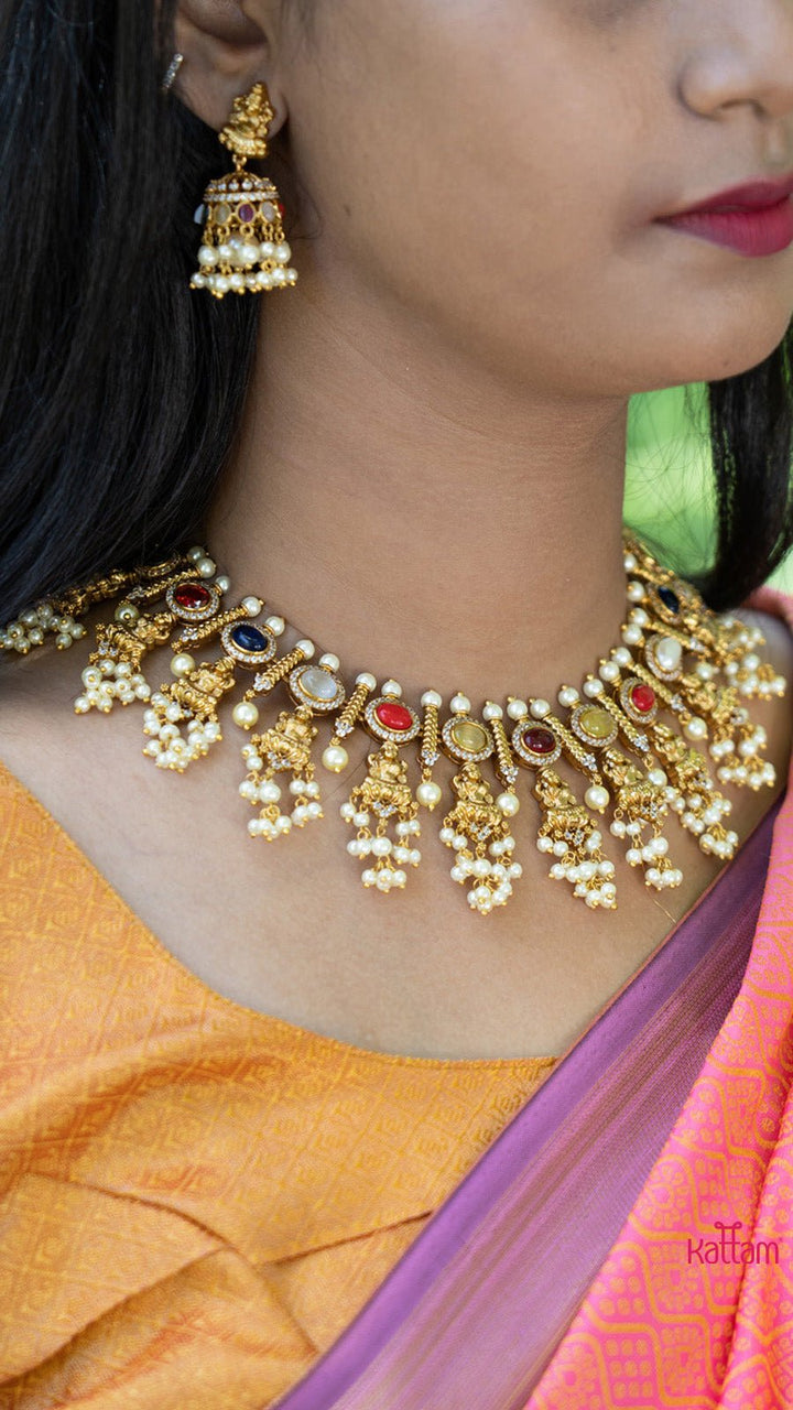 Navarathna Goodess Lakshmi Necklace - N1408